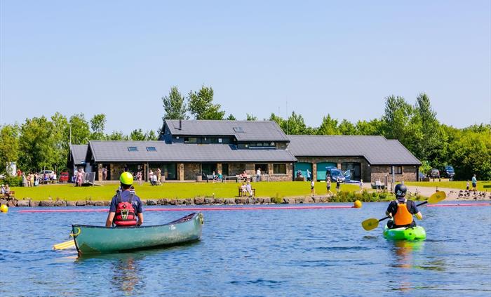 Enjoy the lake in a canoe.